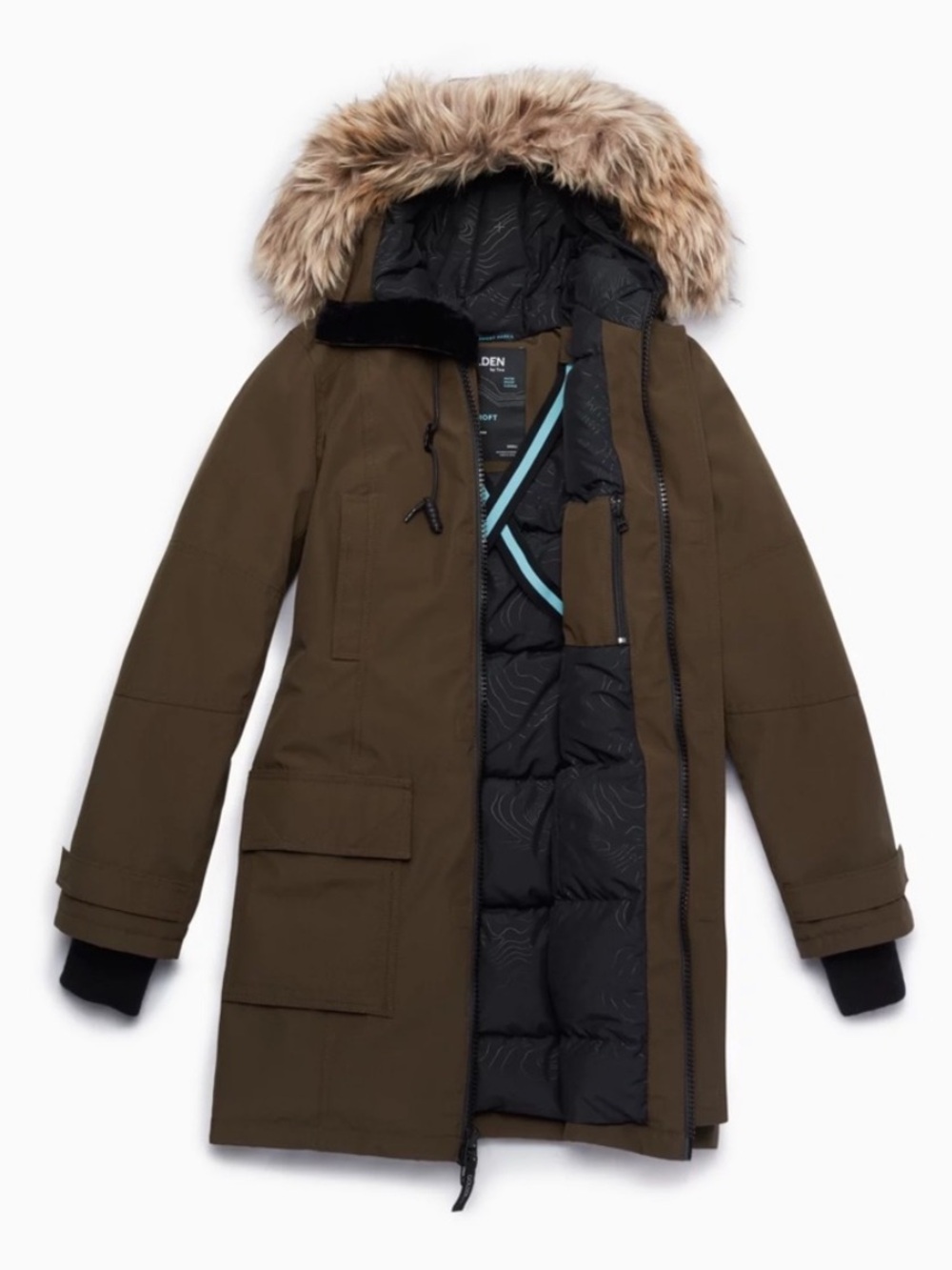 ARITZIA TNA Golden Bancroft Parka Down Coat Olive Medium - Picture 10 of 10